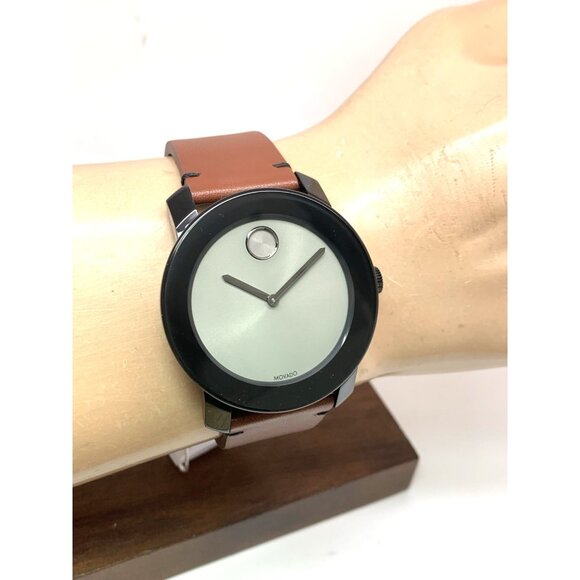 Movado Men's Watch 3600442 Bold Swiss Quartz Gray Dial 42mm Brown Leather Strap - Picture 11 of 14